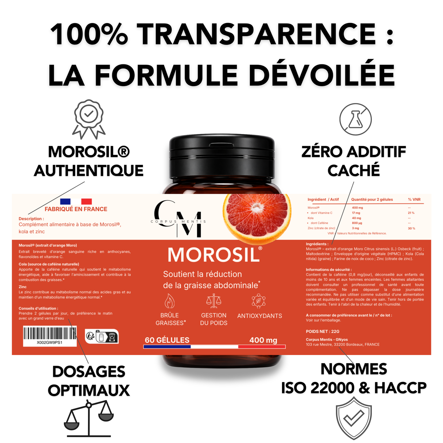 Morosil® Brûleur de Graisse | Cure Minceur Ventre Plat | 60 Gélules Vegan — Corpus Mentis