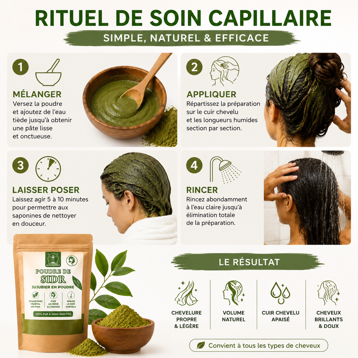 Poudre de Sidr — Jujubier du Maroc | Shampoing Végétal No-Poo
