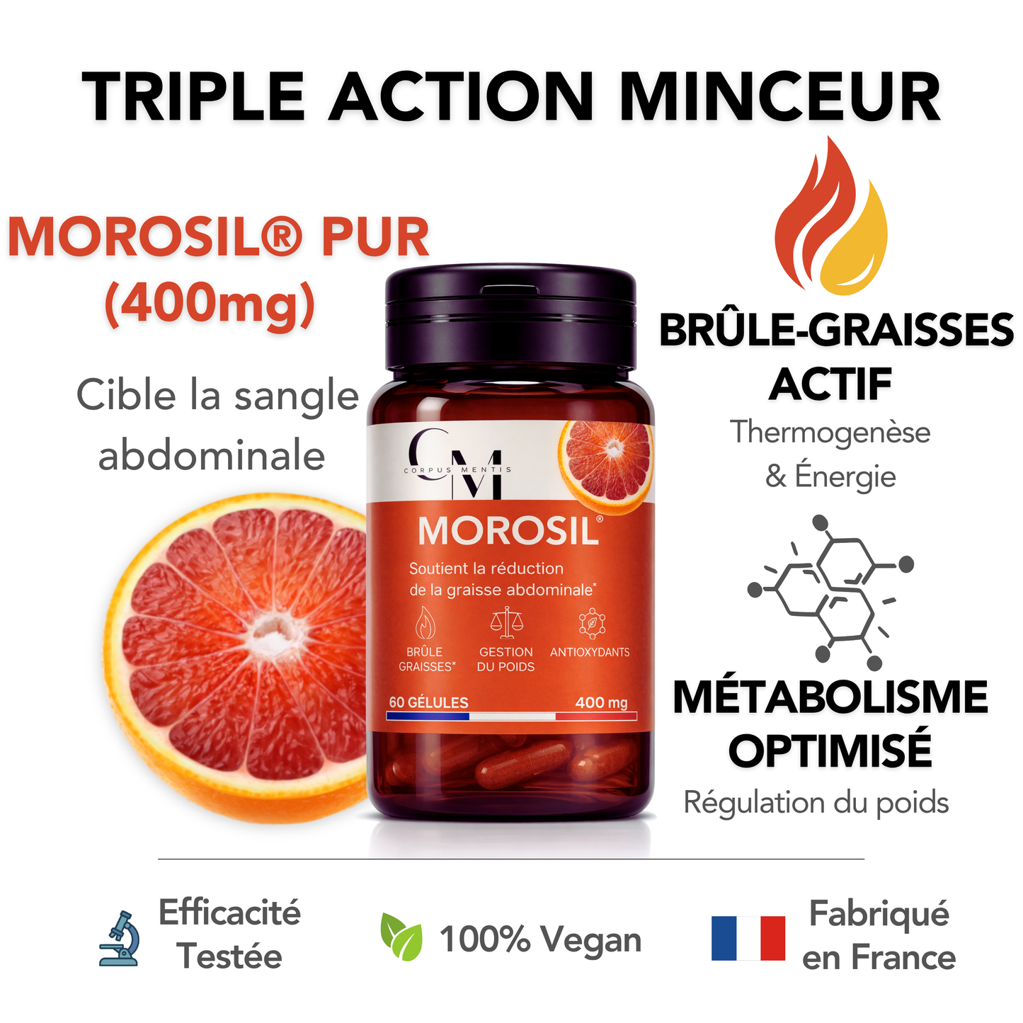 Morosil® Brûleur de Graisse | Cure Minceur Ventre Plat | 60 Gélules Vegan — Corpus Mentis