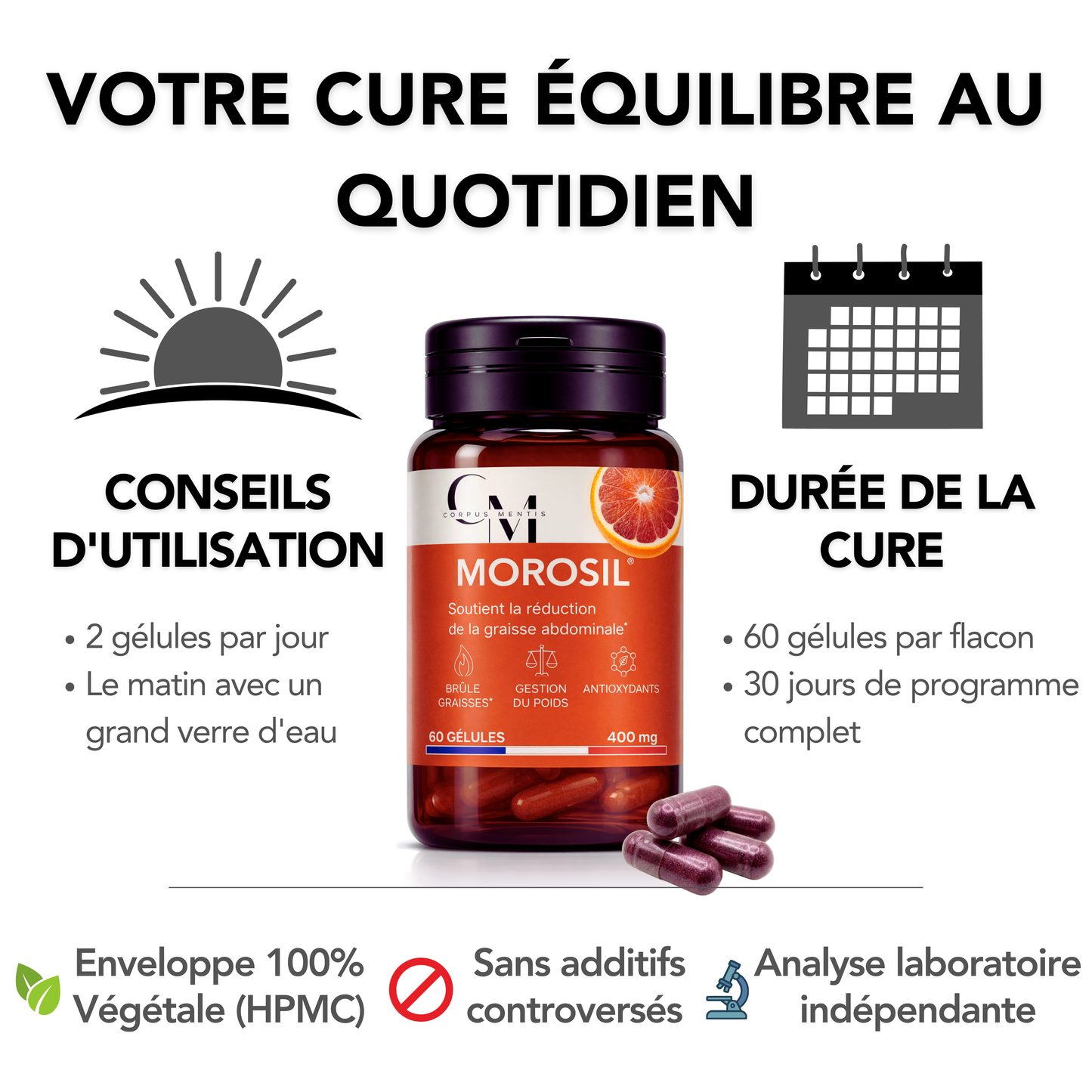 Morosil® Brûleur de Graisse | Cure Minceur Ventre Plat | 60 Gélules Vegan — Corpus Mentis