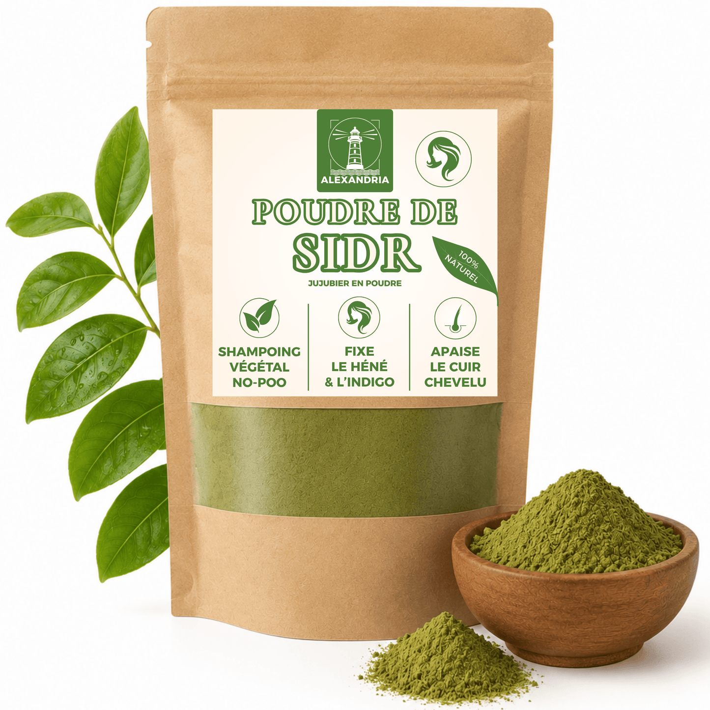 Poudre de Sidr — Jujubier du Maroc | Shampoing Végétal No-Poo
