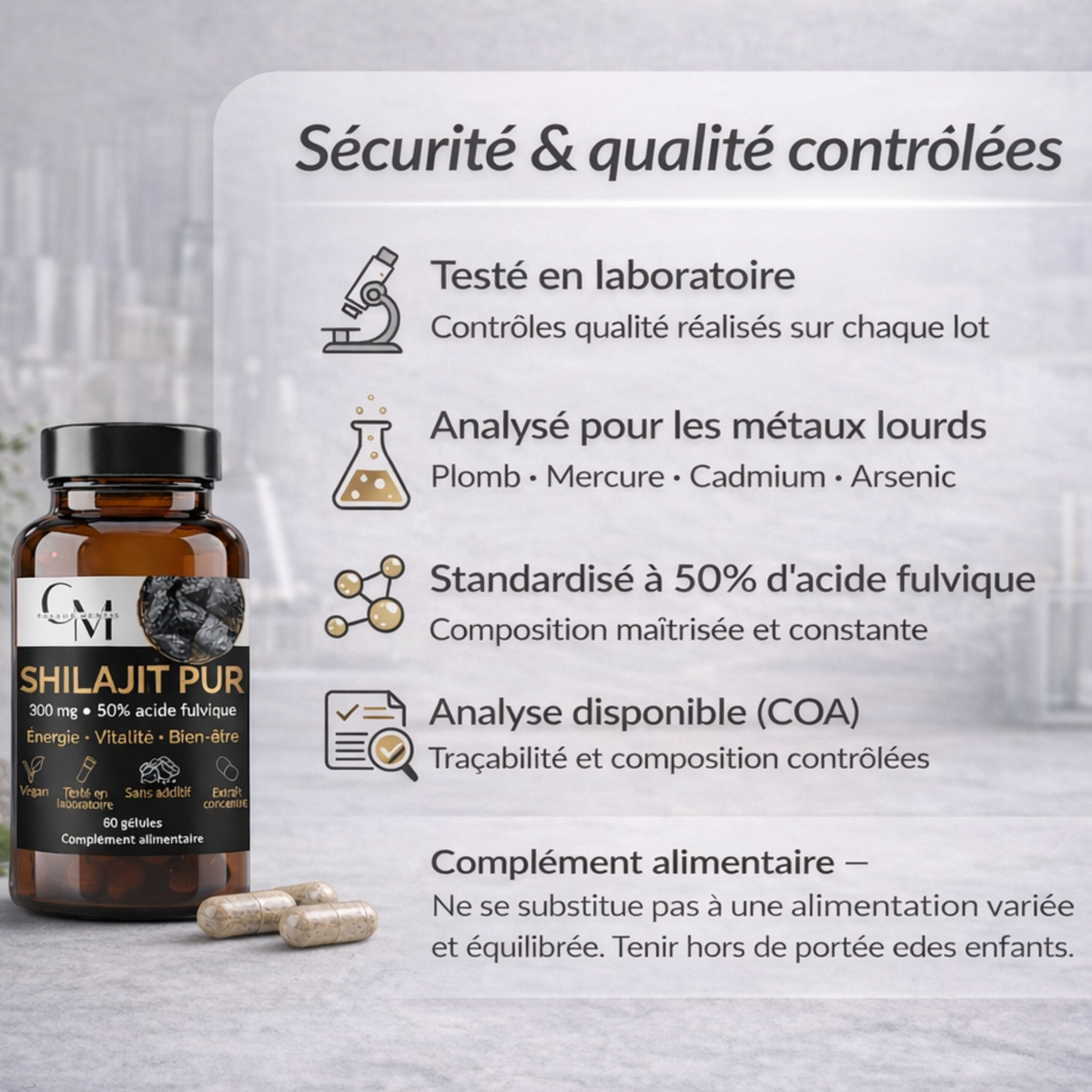 Shilajit Pur de l'Himalaya | Énergie, Vitalité & Focus | 60 Gélules Vegan — Corpus Mentis