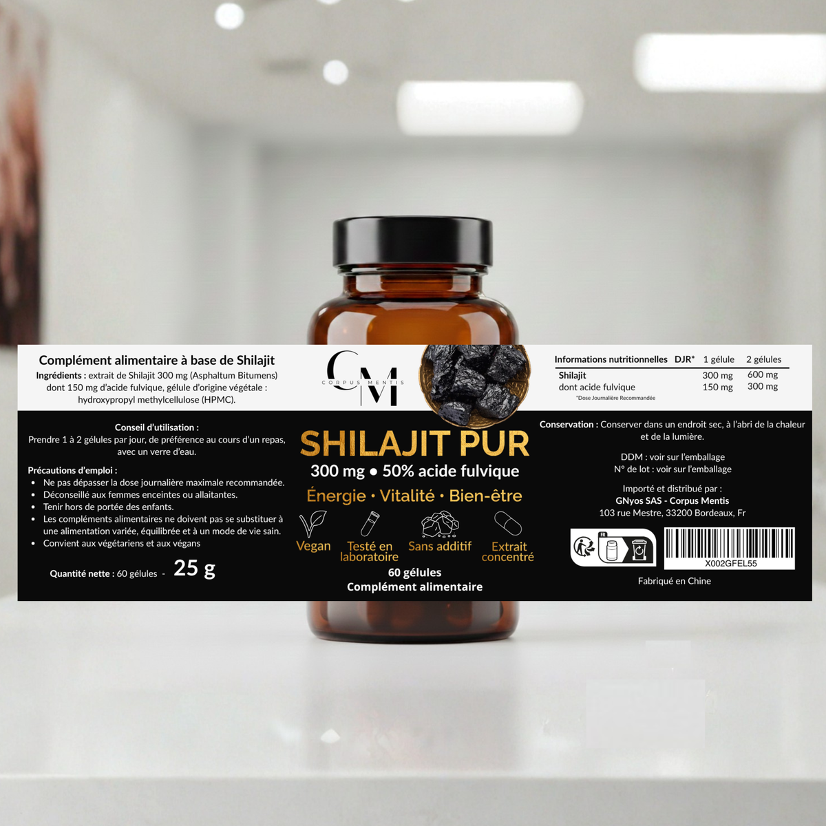 Shilajit Pur de l'Himalaya | Énergie, Vitalité & Focus | 60 Gélules Vegan — Corpus Mentis