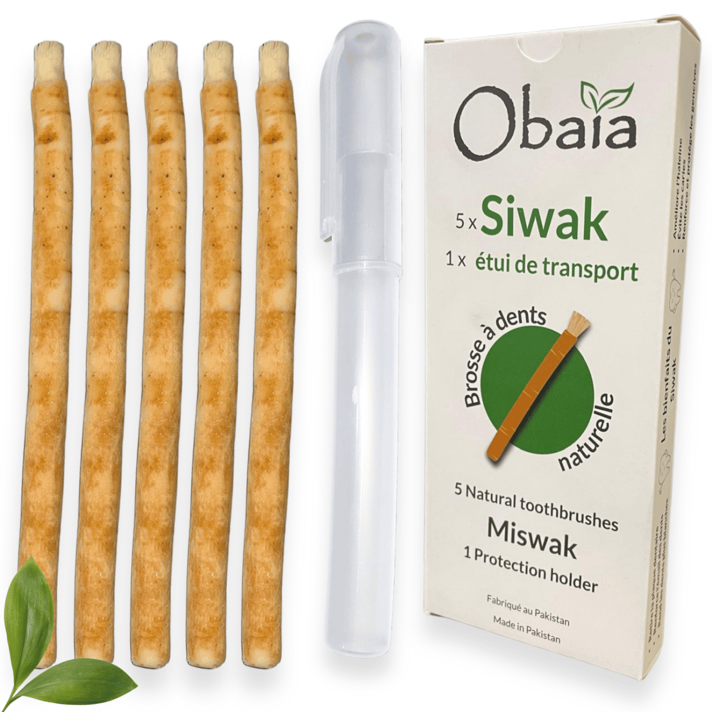 Lot de 5 Bâtons de Siwak + Étui — Brosse à Dents Naturelle Bois d'Araq | Miswak Blanchiment Dentaire