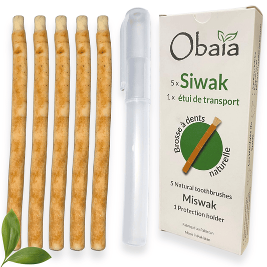 Lot de 5 Bâtons de Siwak + Étui — Brosse à Dents Naturelle Bois d'Araq | Miswak Blanchiment Dentaire