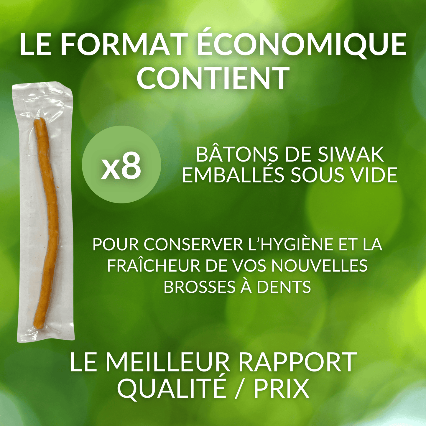Lot de 8 Bâtons de Siwak — Format Économique | Brosse à Dents Naturelle Bois d'Araq | Miswak