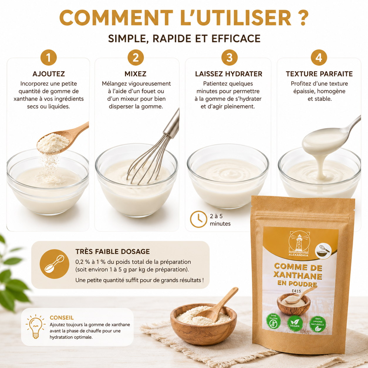 Gomme de Xanthane 100g | Épaississant Sans Gluten | Pâtisserie, Glaces & Desserts